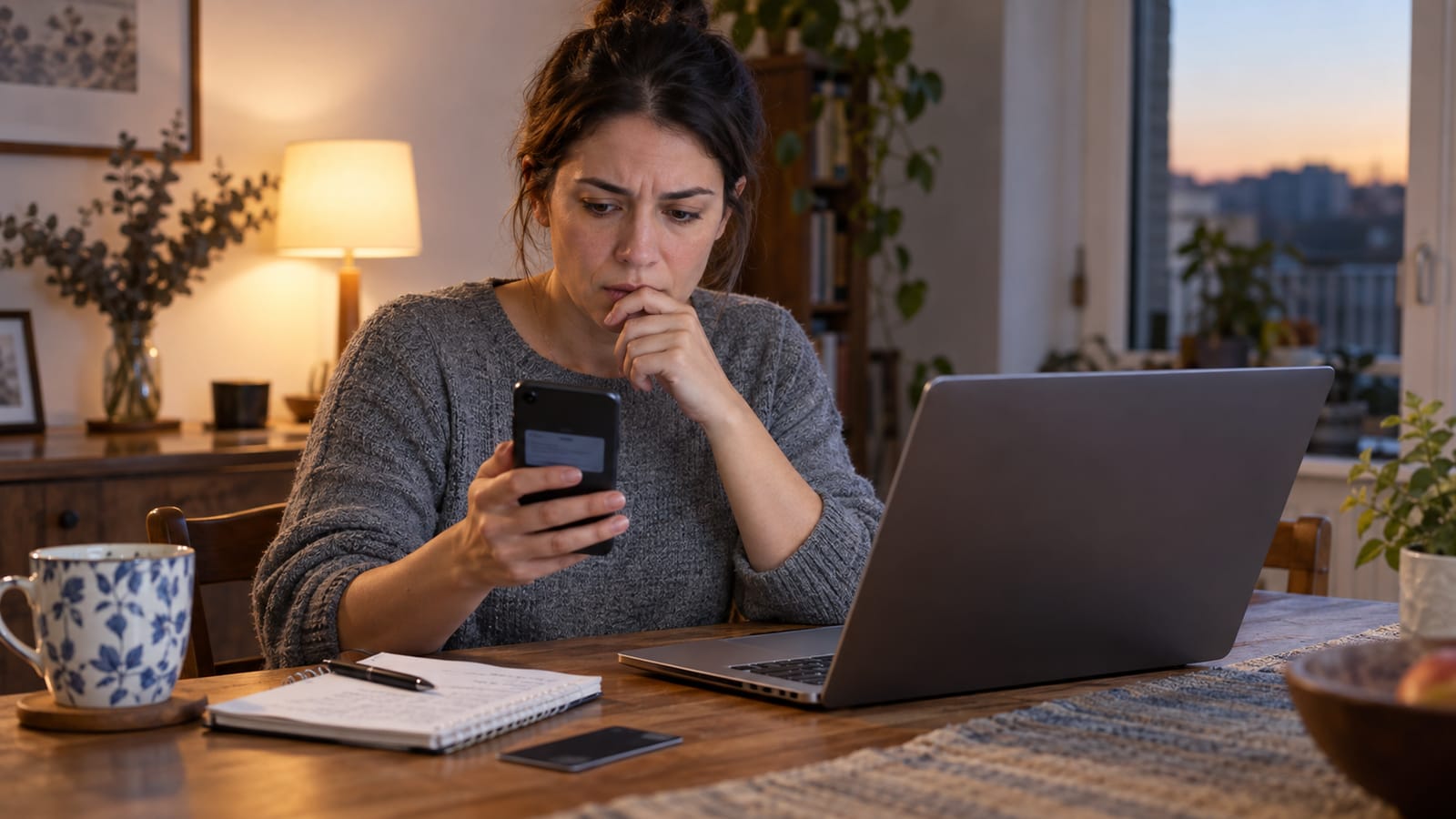 Şüpheli mesaja tıkladıktan sonra telefon ve bilgisayardan hesap güvenliğini kontrol eden kişi