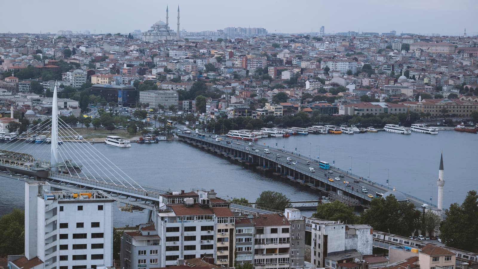 Bridges over the Golden Horn and the city spreading around it
