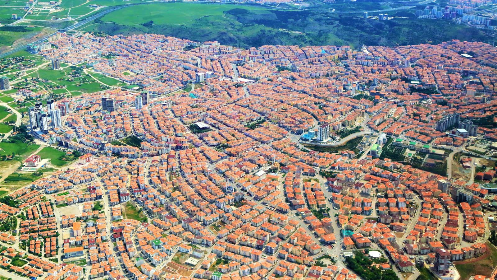 Aerial view of Ankara's residential districts